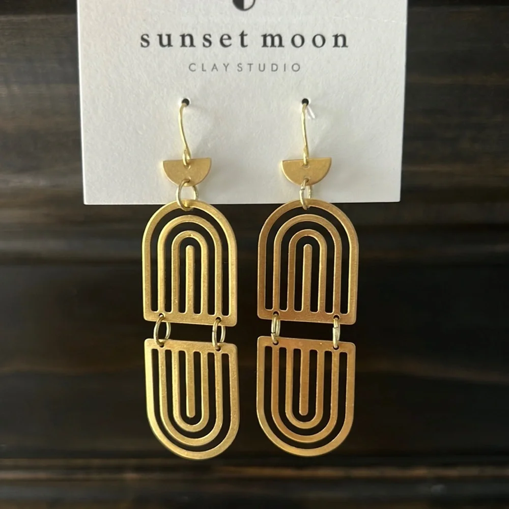 🌼HANDMADE🌼 Bohemian Minimalist Geometric Brass Earrings
